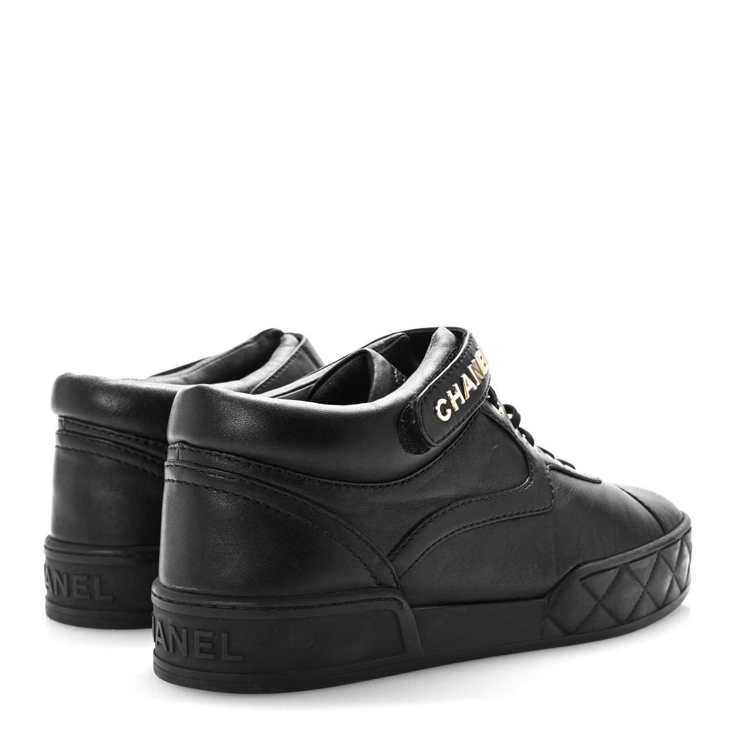 Chanel Lambskin Logo Strap Sneakers 40 Black 5 of 10
