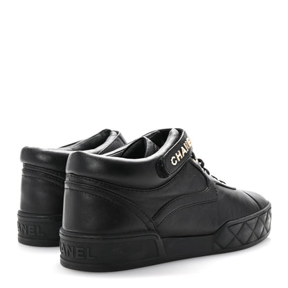 Chanel Lambskin Logo Strap Sneakers 40 Black 5 of 10