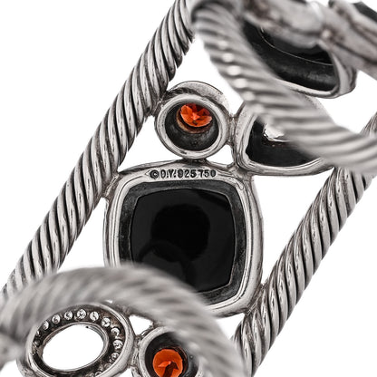 David Yurman Sterling Silver 18K Yellow Gold Diamond Garnet Hematite Onyx Smoky Quartz Mosaic Cuff Bracelet 3 of 3