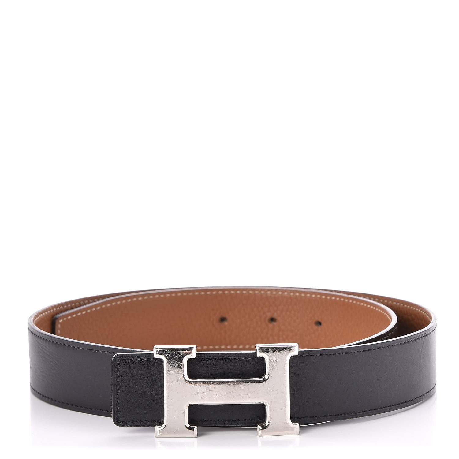 Hermes Box Togo 32mm H Belt 80 Black Gold 1 of 9