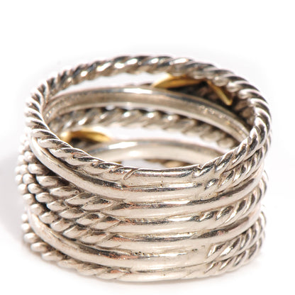David Yurman Sterling Silver 18k Yellow Gold Double X Crossover Ring 5.5 4 of 5