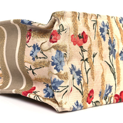 Christian Dior Canvas Embroidered Medium Hibiscus Book Tote Beige Multicolor 6 of 11