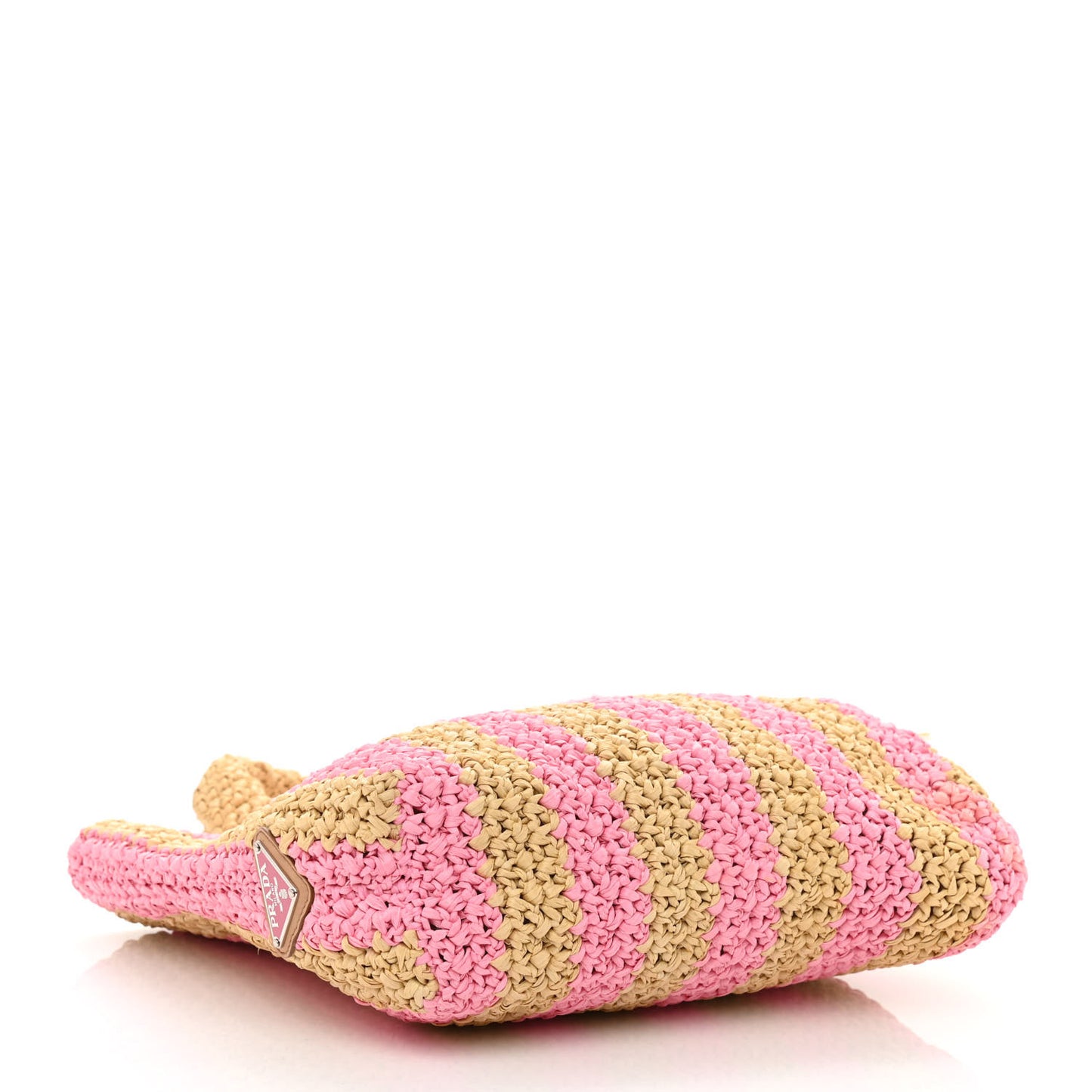 Yarn Raffia Effect Crochet Striped Small Logo Tote Naturale Petalo