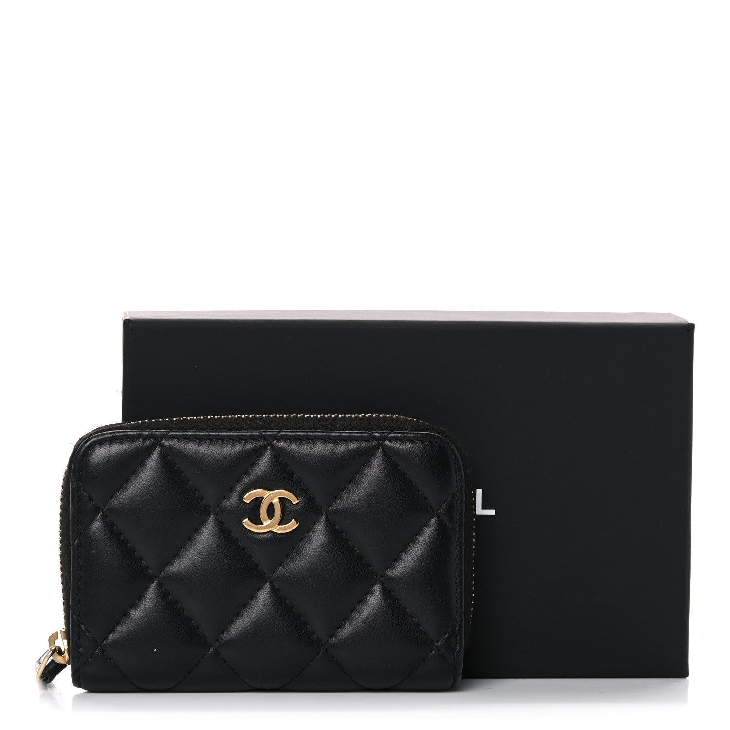 Chanel Lambskin Quilted Zip Coin Purse Black 9 of 9