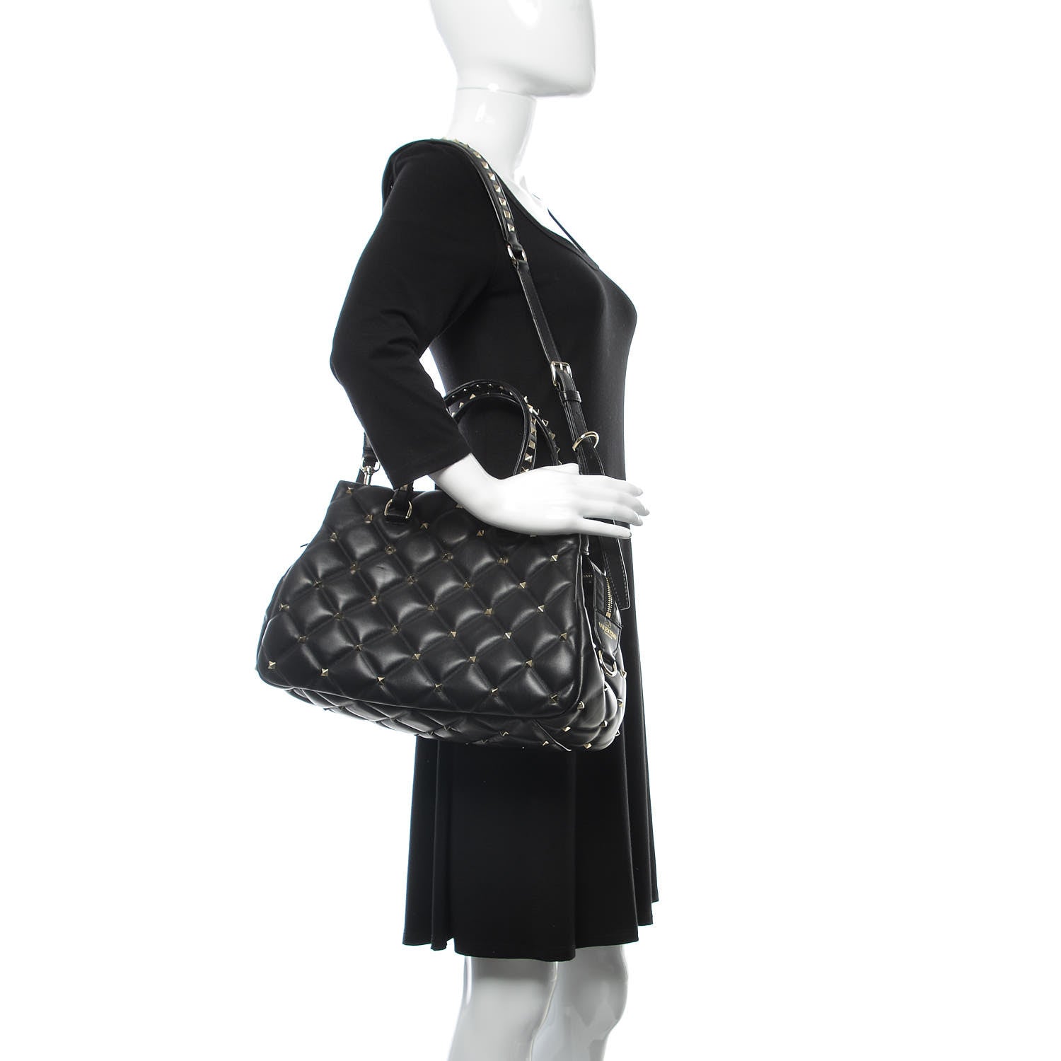 Valentino Garavani Nappa Candystud Double Handle Shoulder Bag Black 2 of 8