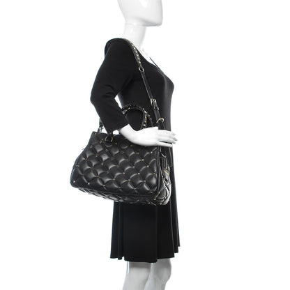Valentino Garavani Nappa Candystud Double Handle Shoulder Bag Black 2 of 8