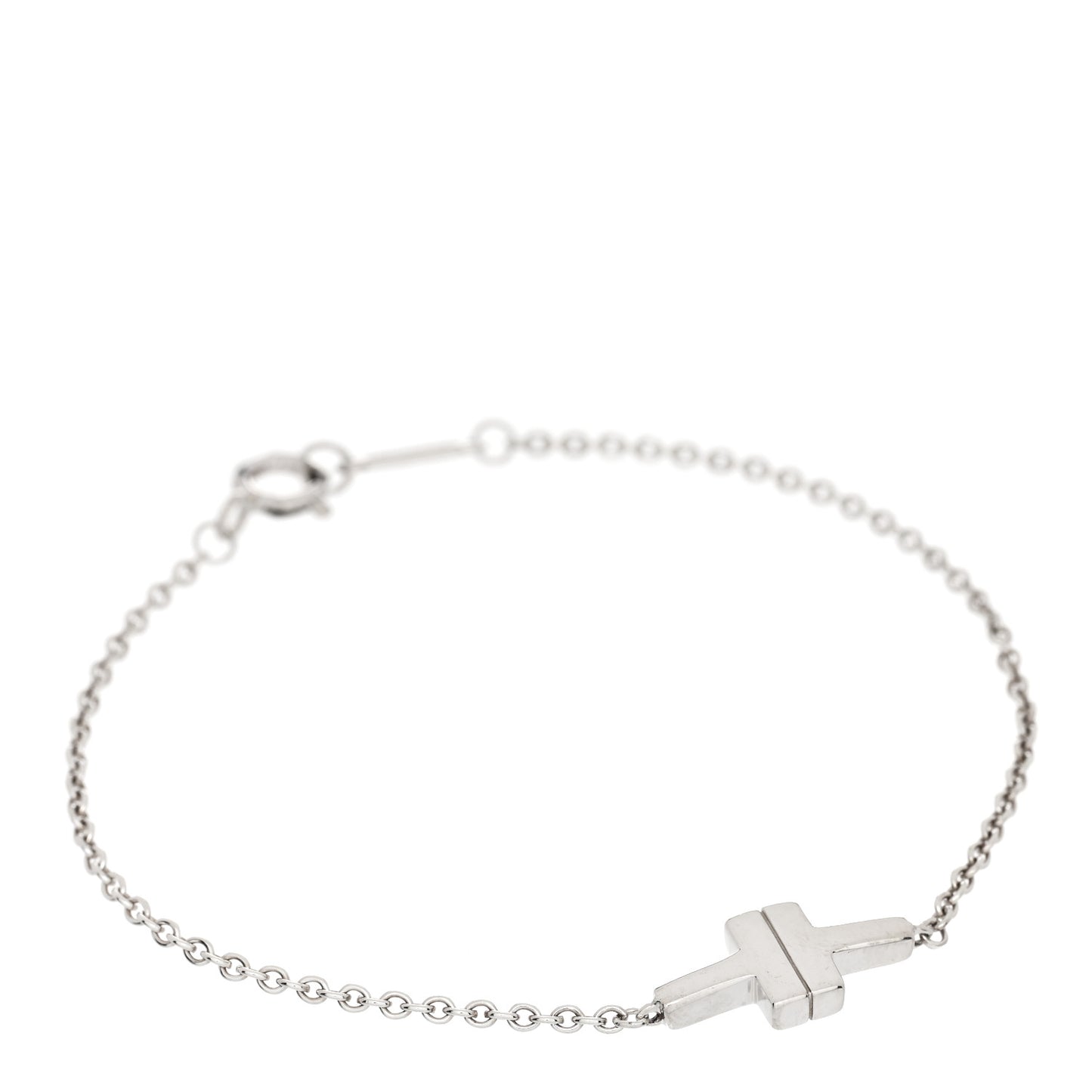 Sterling Silver T Two Single Chain Bracelet