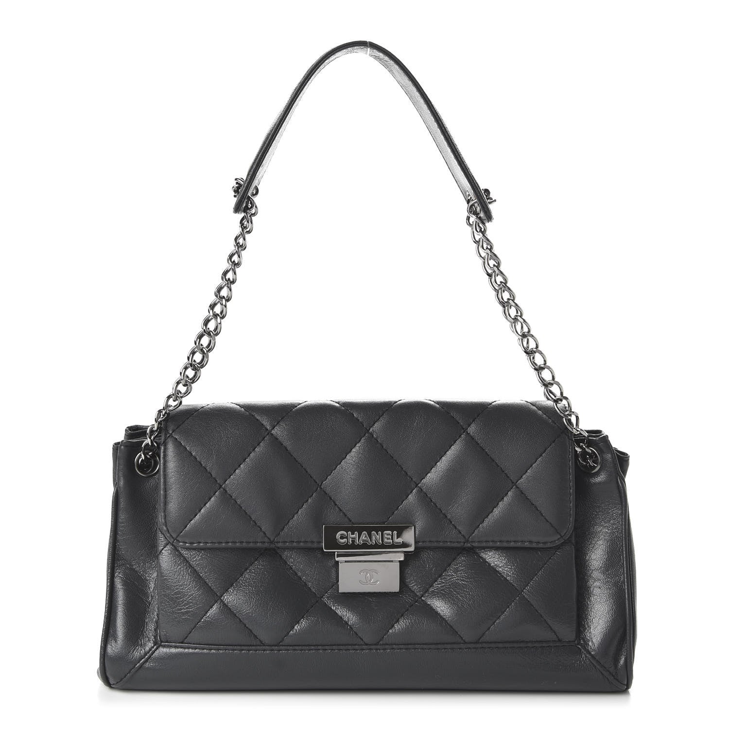 Chanel Calfskin Quilted Accordion Flap Grey 1 of 10