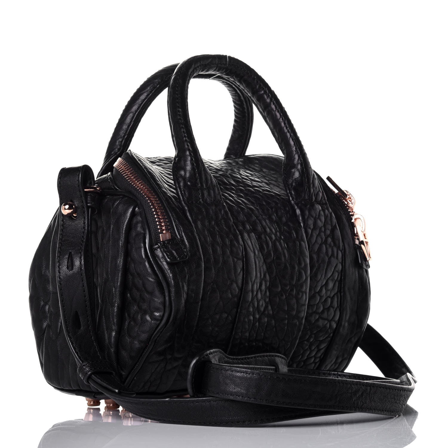 Alexander Wang Pebbled Lambskin Mini Rockie Black Rose Gold Hardware 4 of 9