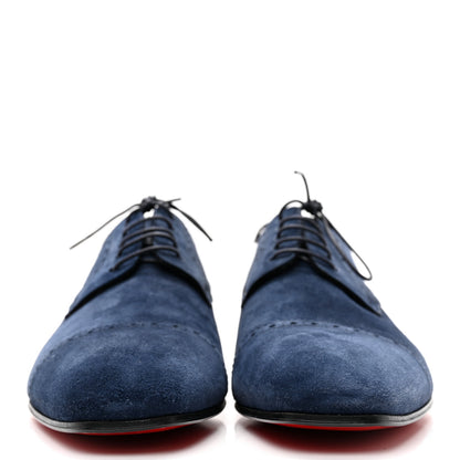 Christian Louboutin Veau Velours Mens So Charles Flat Oxfords 41.5 Navy 2 of 10