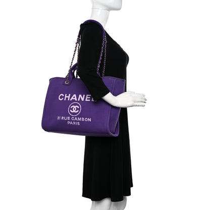 Chanel Mixed Fibers Small Deauville Tote Purple 2 of 14