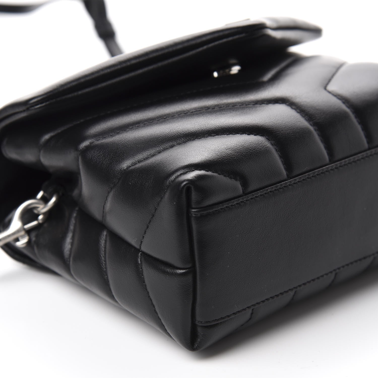 Saint Laurent Calfskin Y Quilted Monogram Toy Loulou Crossbody Bag Black 6 of 13