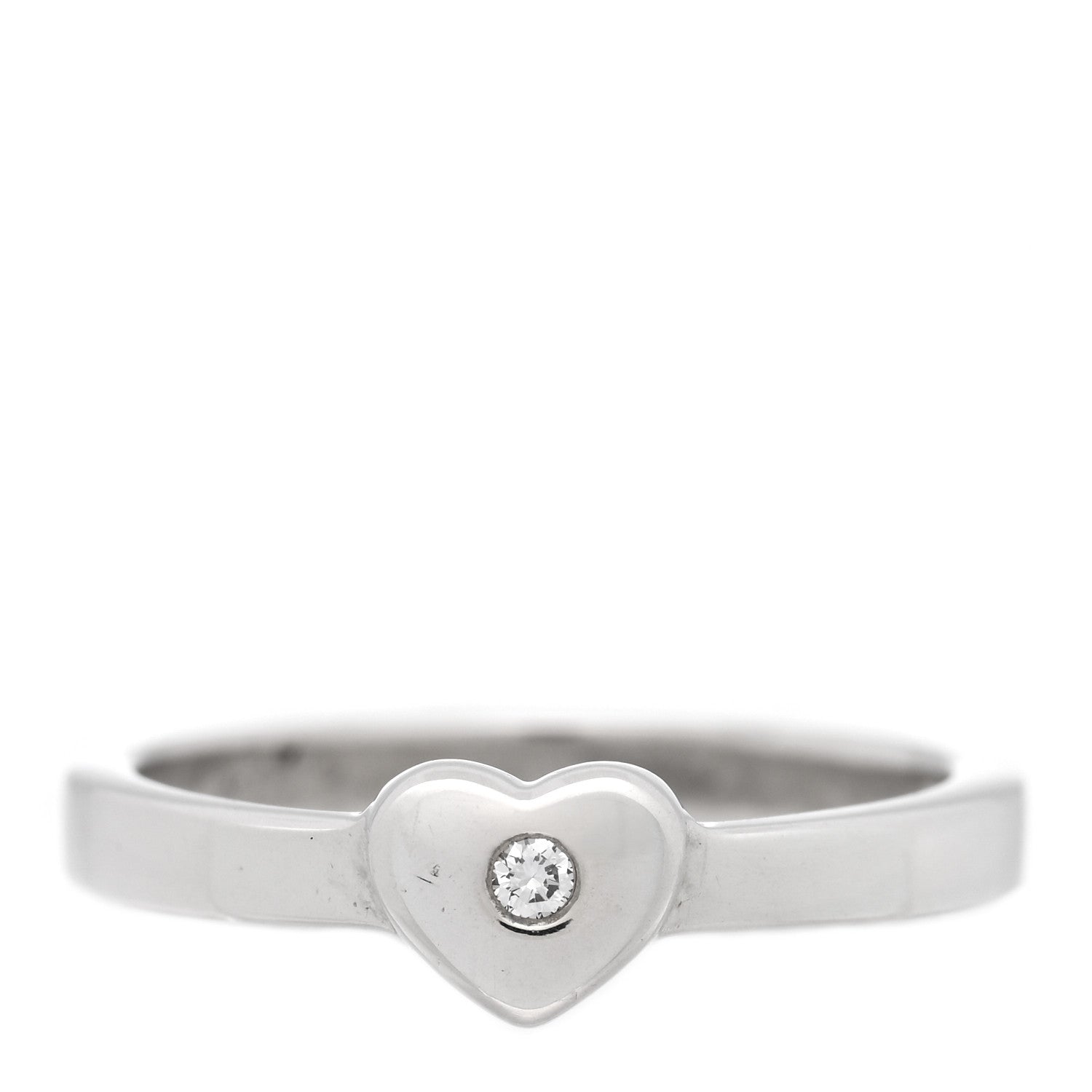 Tiffany Sterling Silver Diamond Heart Ring 49 4.75 1 of 5