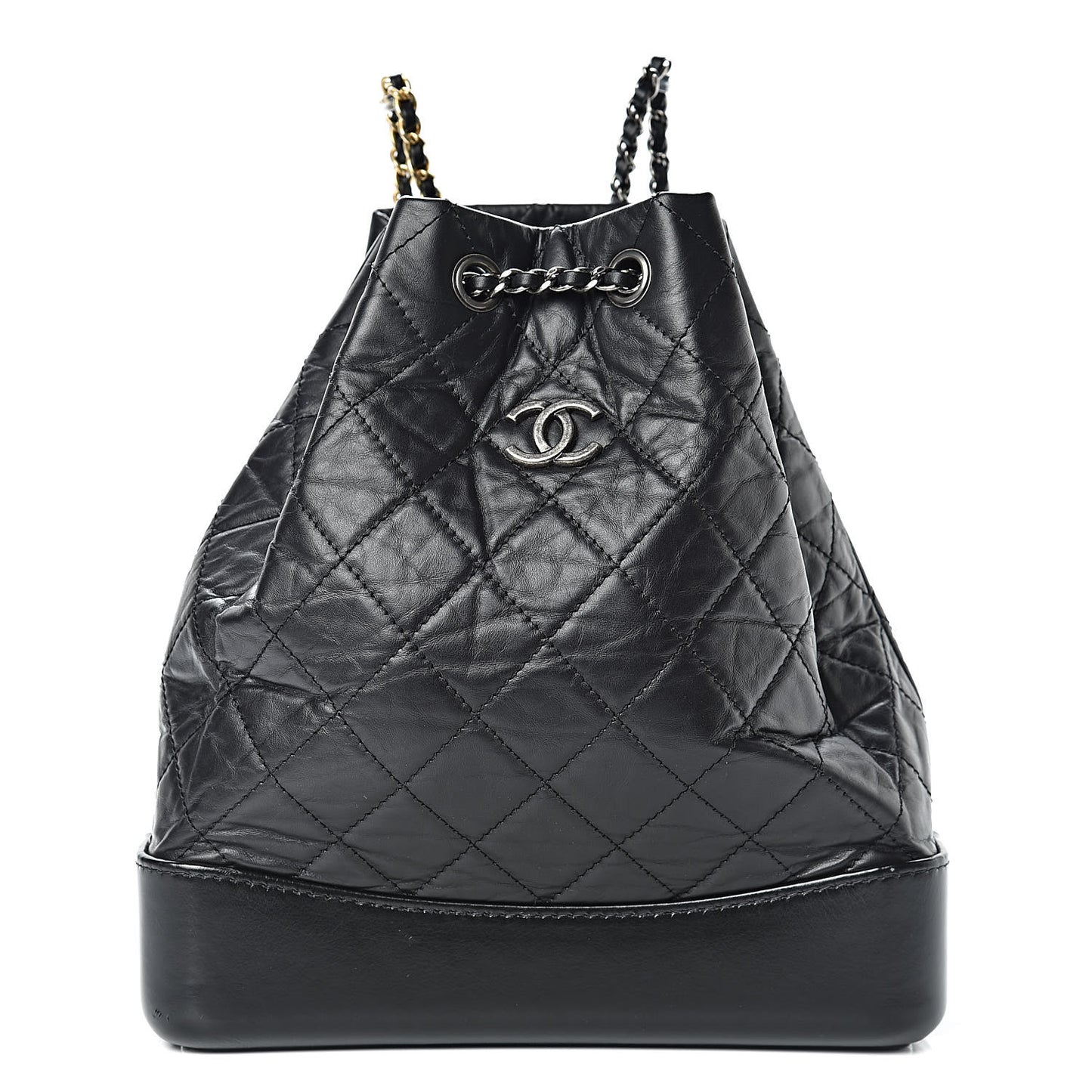 Aged Calfskin Quilted Gabrielle Backpack Black