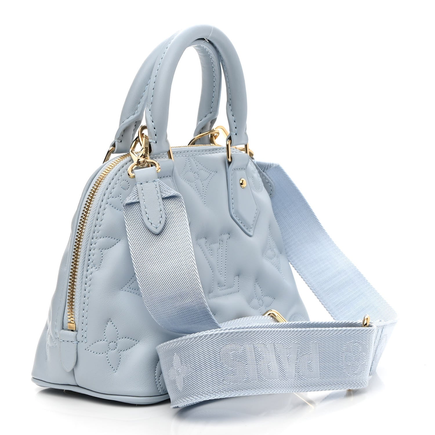 Louis Vuitton Calfskin Bubblegram Alma BB Ice Blue 3 of 9