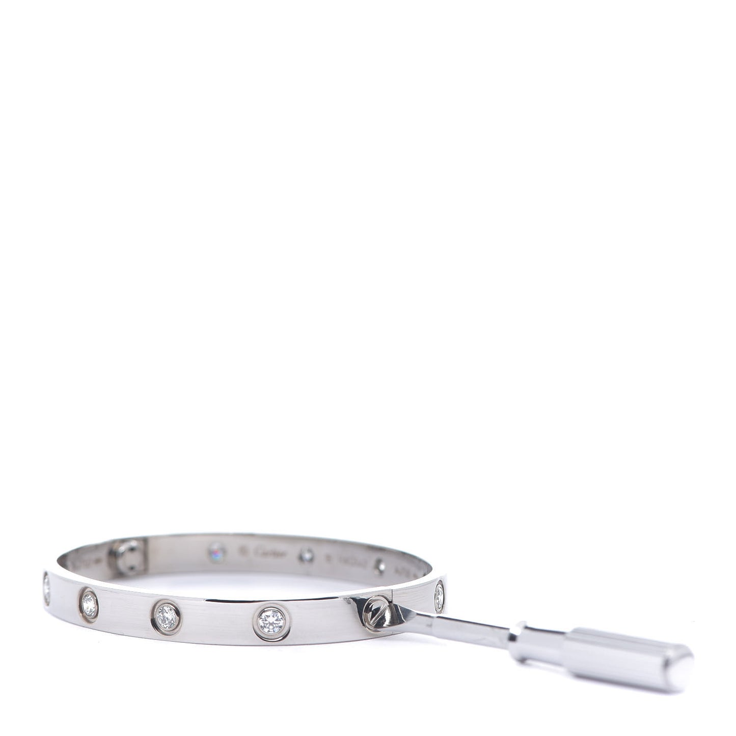 18K White Gold 10 Diamond LOVE Bracelet 16