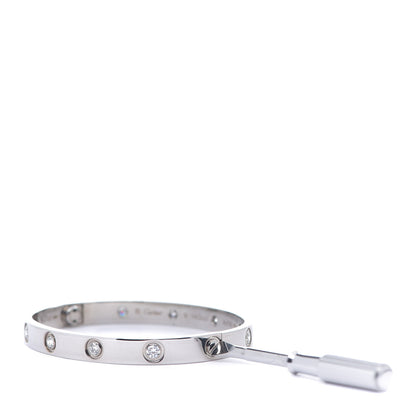 Cartier 18K White Gold 10 Diamond LOVE Bracelet 16 3 of 5