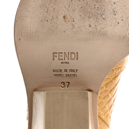 Fendi Calfskin Crocodile Embossed Cutwalk Ankle Boots 37 Yellow 6 of 9