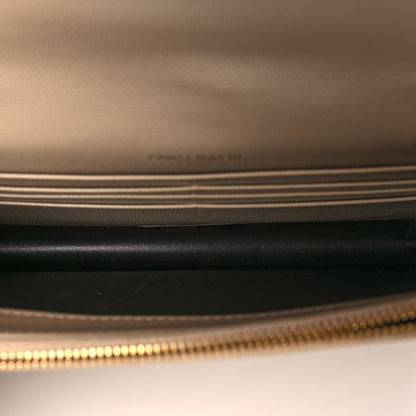 Saint Laurent Grain De Poudre Matelasse Chevron Monogram Envelope Chain Wallet Nude Powder 4 of 7