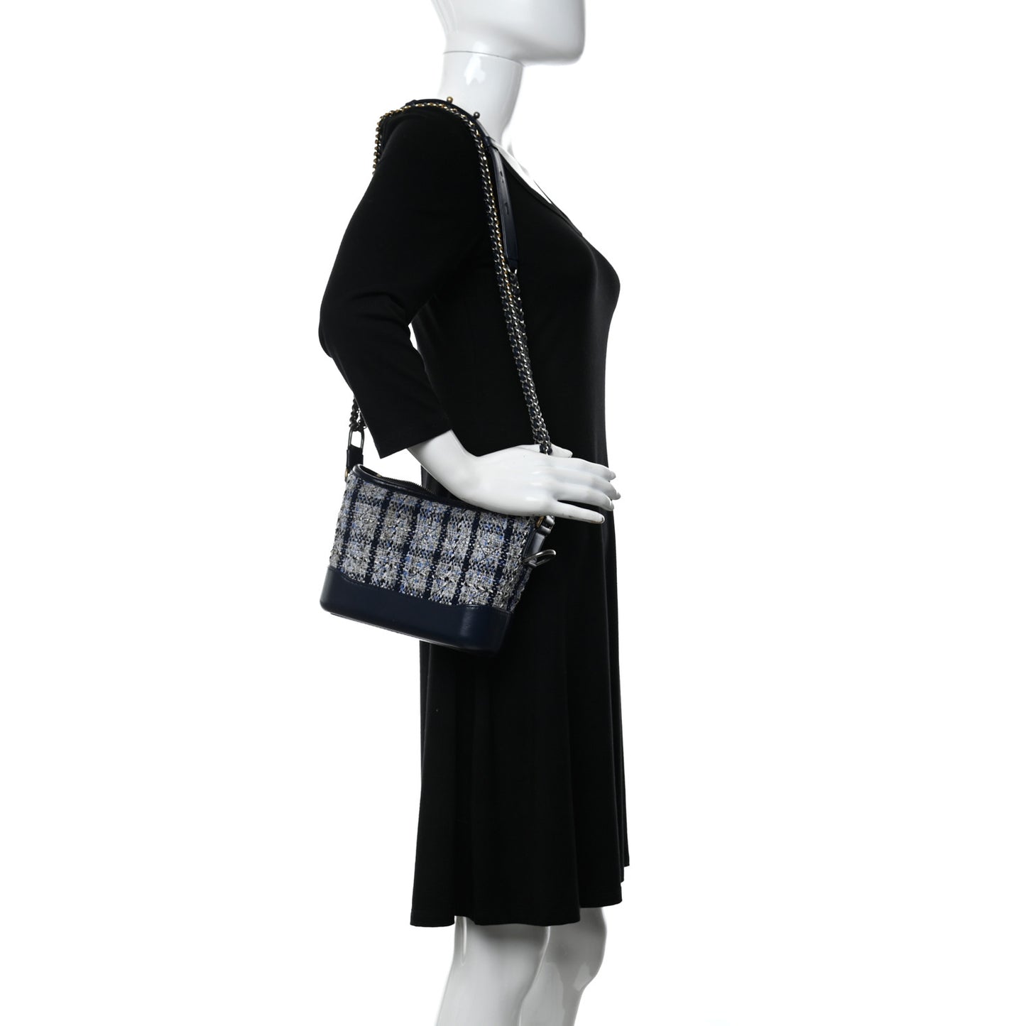Tweed Calfskin Small Gabrielle Hobo Blue
