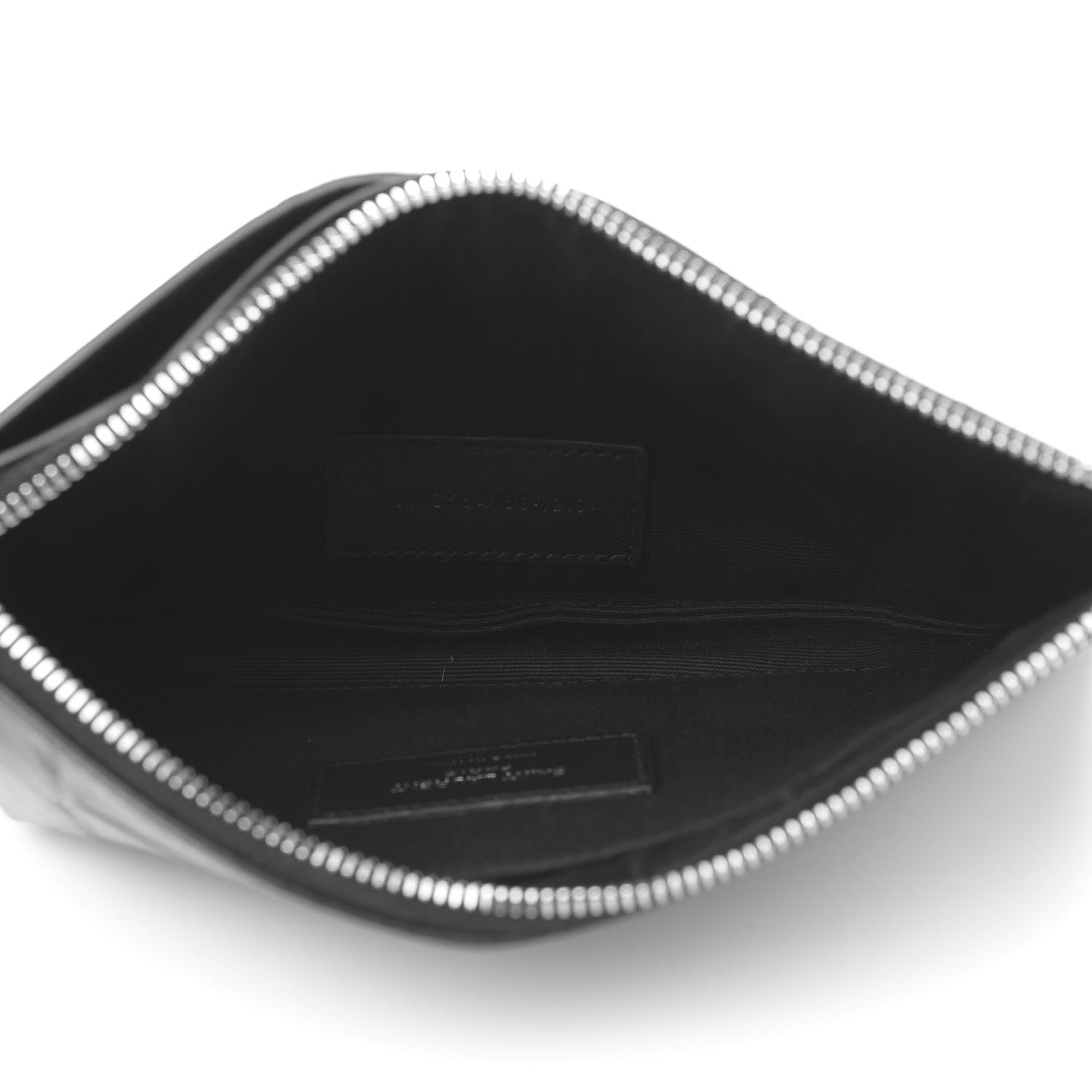 Saint Laurent Calfskin Crocodile Embossed Monogram Bill Pouch Black 5 of 10