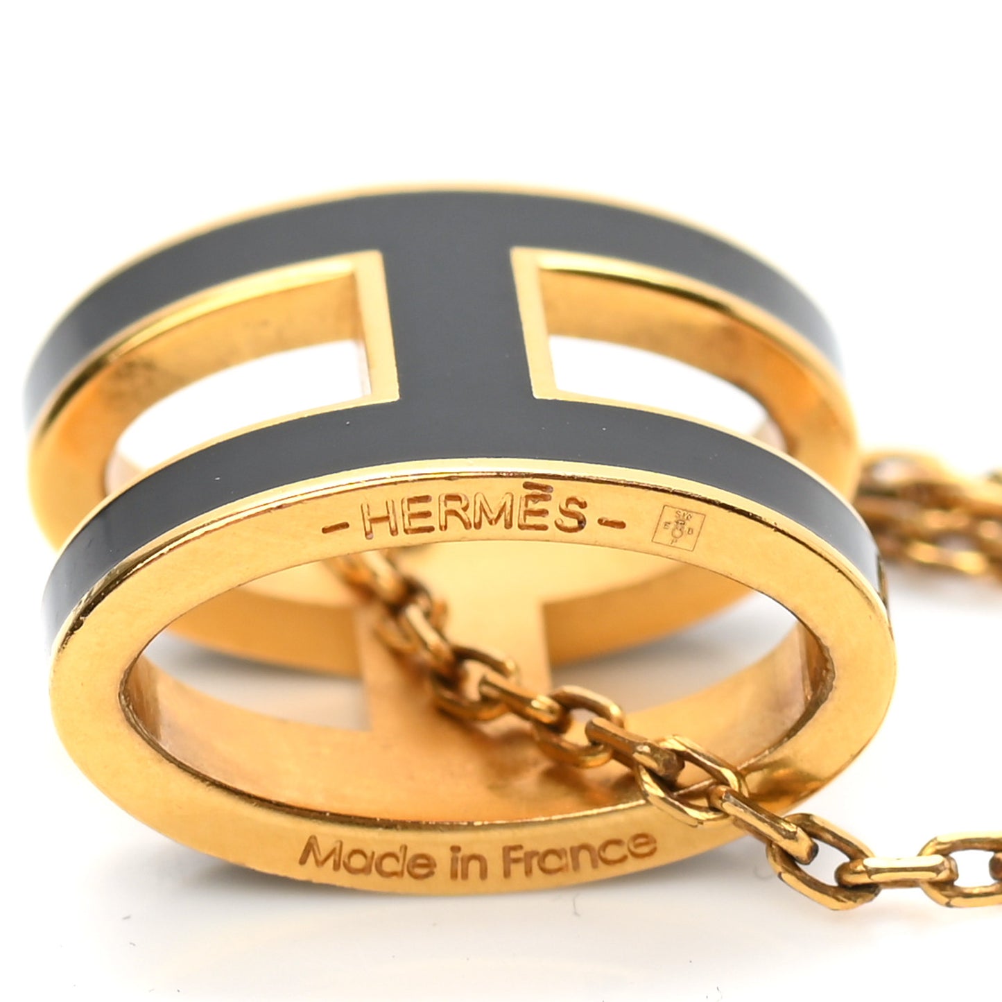 Lacquered Gold Pop H Pendant Necklace Black