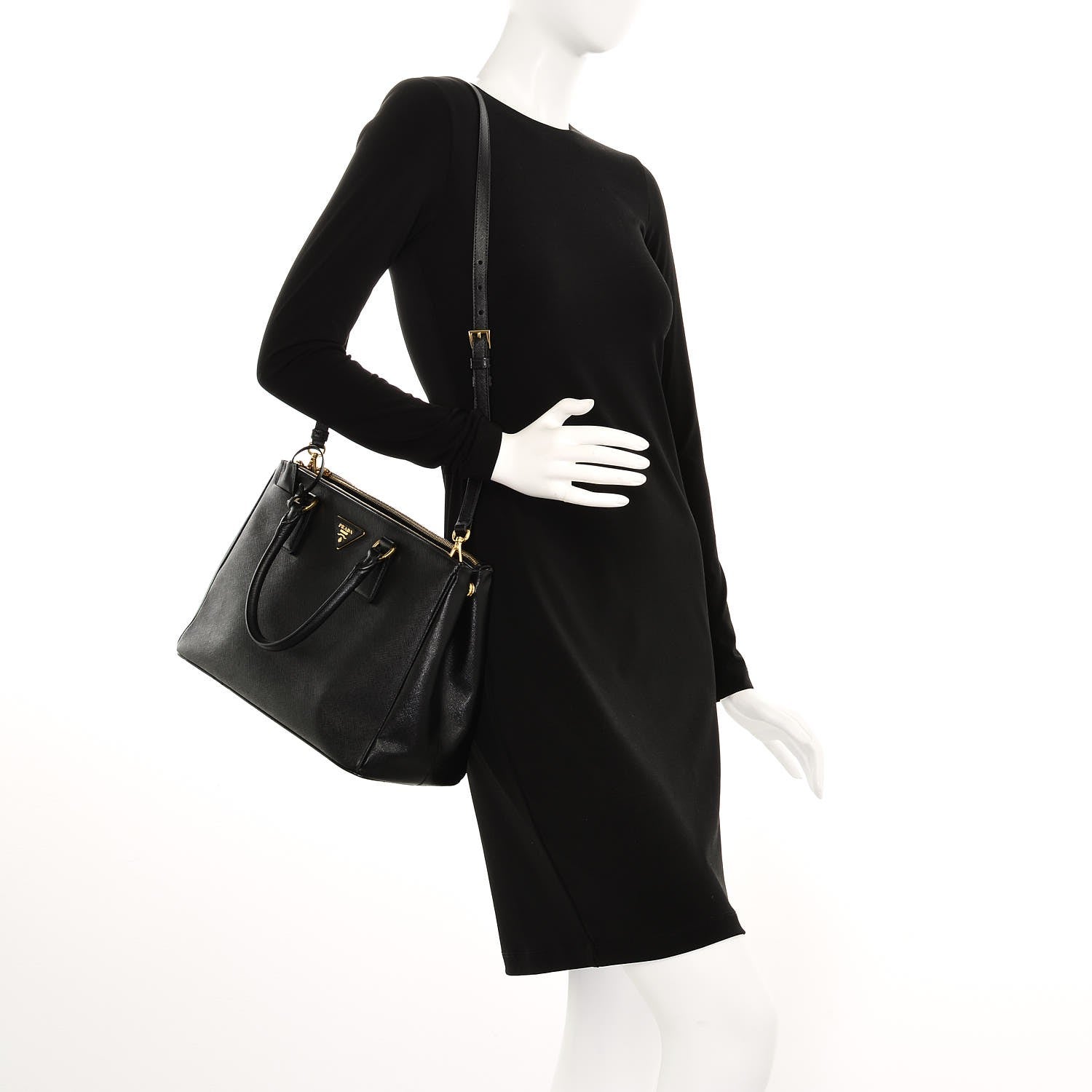 Prada Saffiano Medium Galleria Double Zip Tote Black 2 of 12