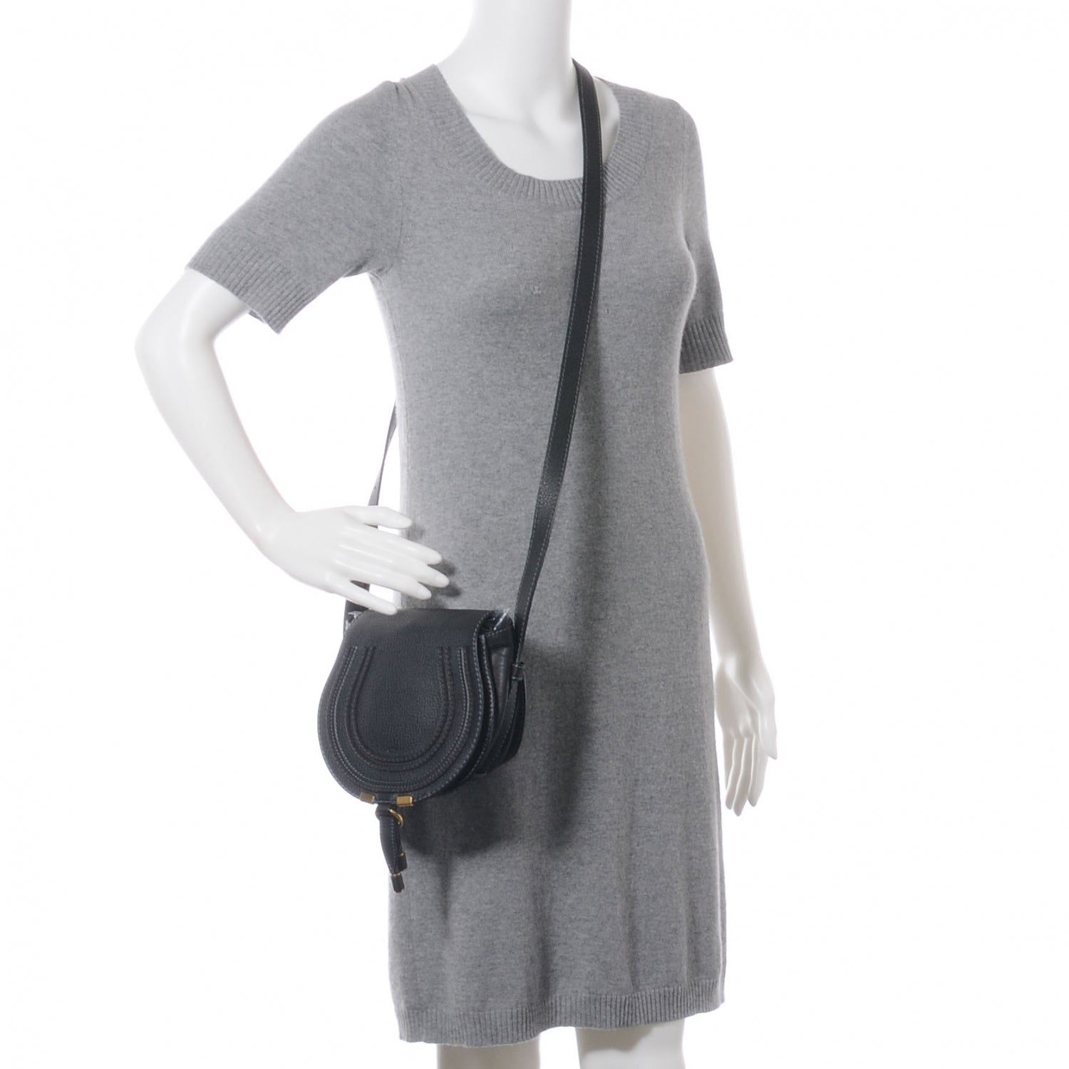 Chloe Leather Marcie Round Crossbody Bag Black 2 of 9