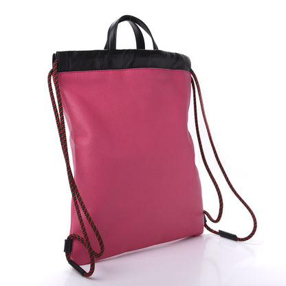 Gucci Grained Calfskin Logo Drawstring Backpack Box Pink Green Black 3 of 11