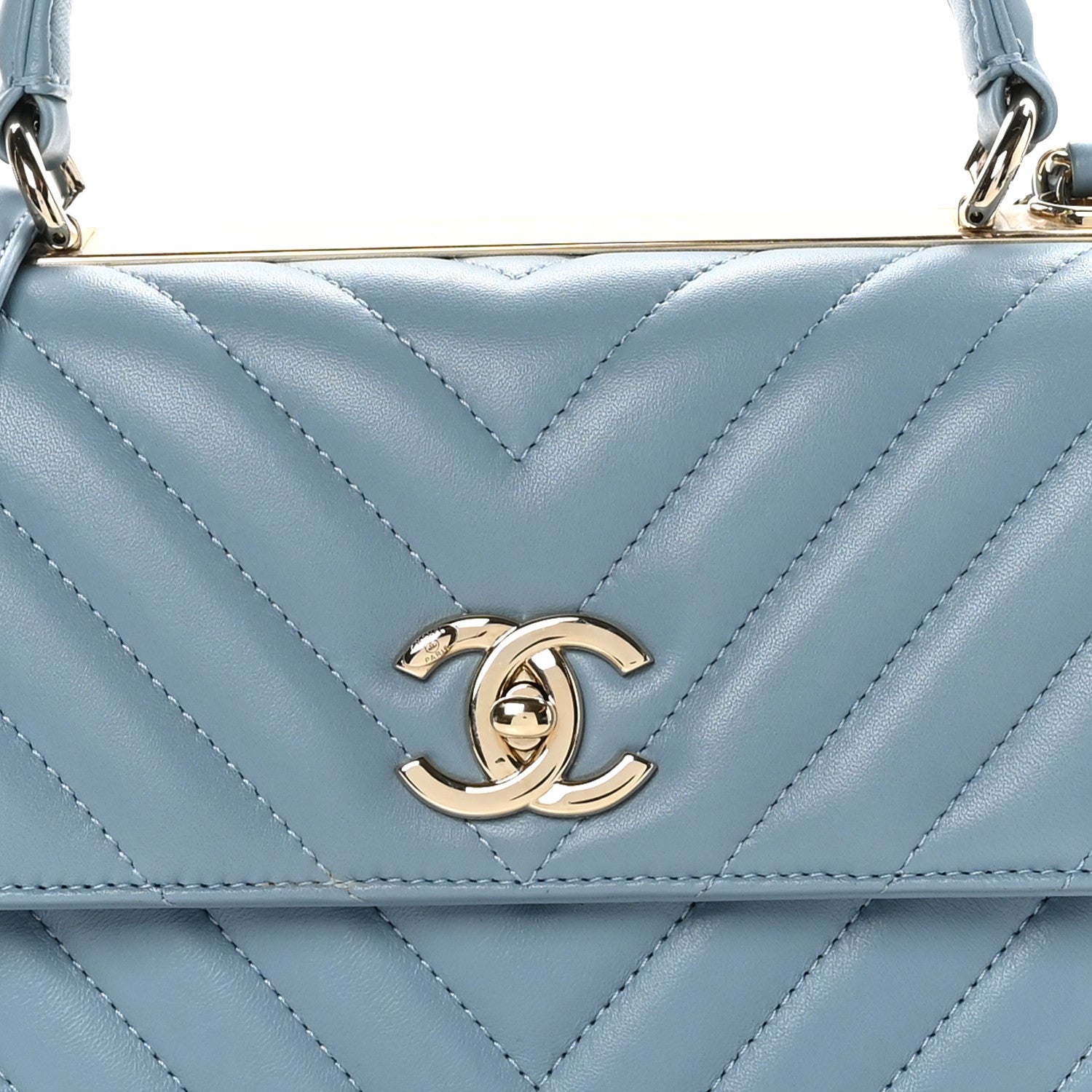Chanel Lambskin Chevron Quilted Small Trendy CC Flap Dual Handle Bag Light Blue 9 of 12