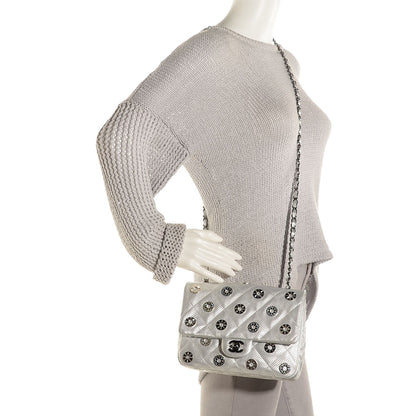 Chanel Perforated Metallic Lambskin Small CC Medals Flap Silver 2 of 9