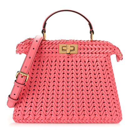 Fendi Vitello King Shiny Nappa Intreccio Small Peekaboo I SEE U Satchel Pink Dalia 1 of 9