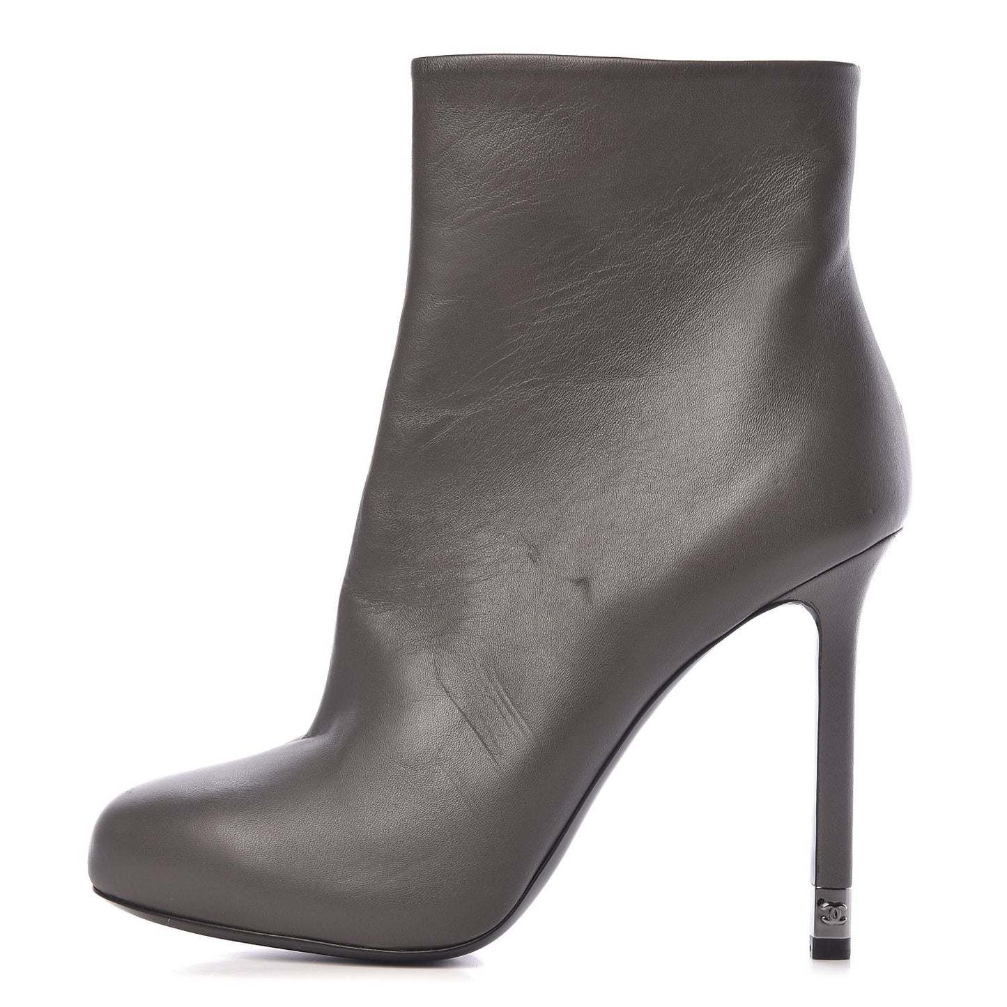 Lambskin CC Short Booties 38.5 Grey