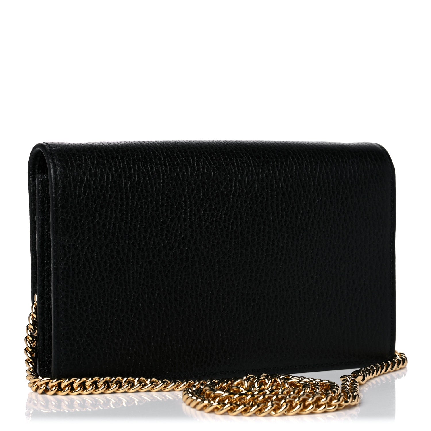 Gucci Calfskin Mini GG Marmont Chain Wallet Black 3 of 12
