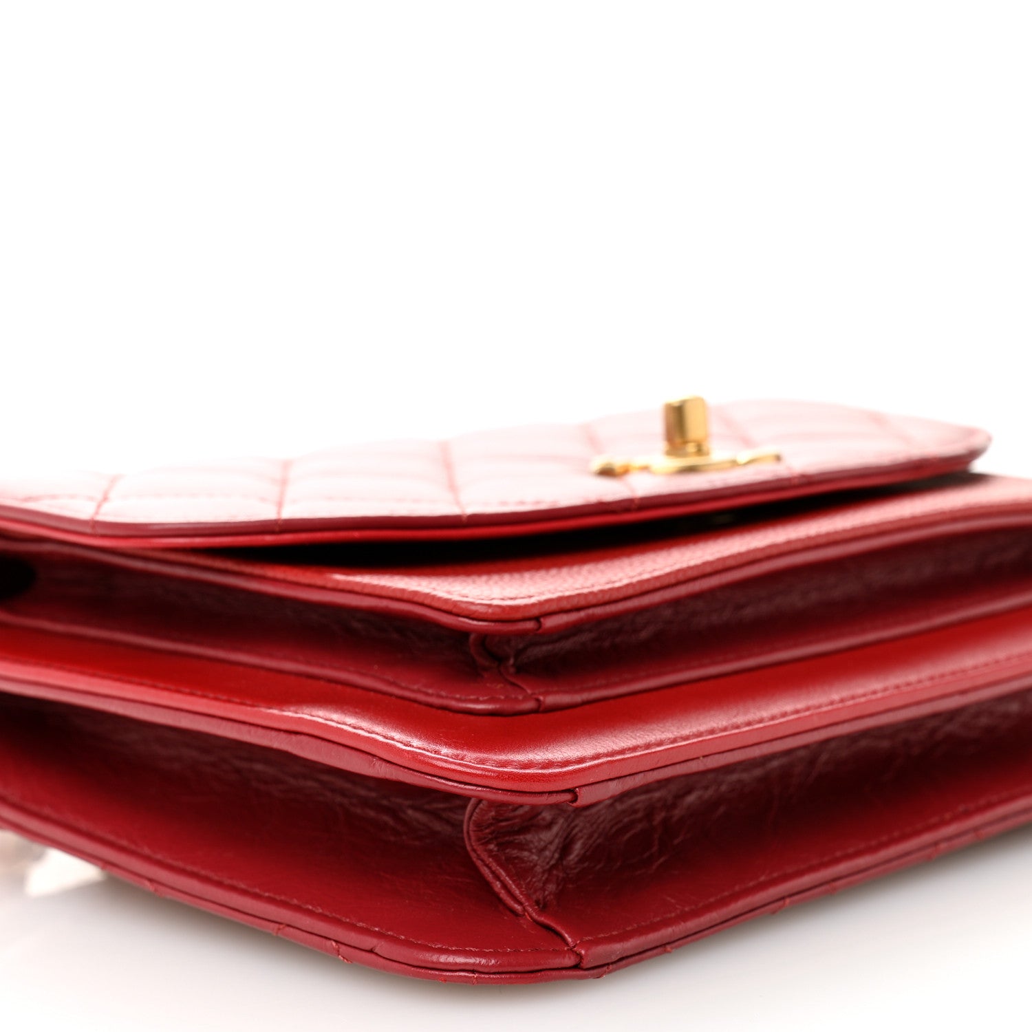 Chanel Calfskin Caviar Quilted Chain Handle Flap Red 9 of 11