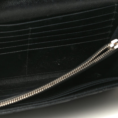 Saint Laurent Grain De Poudre Matelasse Chevron Monogram Chain Wallet Black 12 of 21