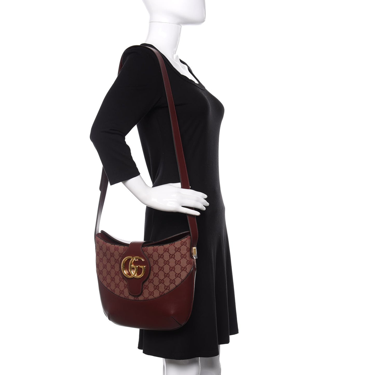 GG Monogram Calfskin Medium Arli Shoulder Bag Sahara Rubino Chardonnay