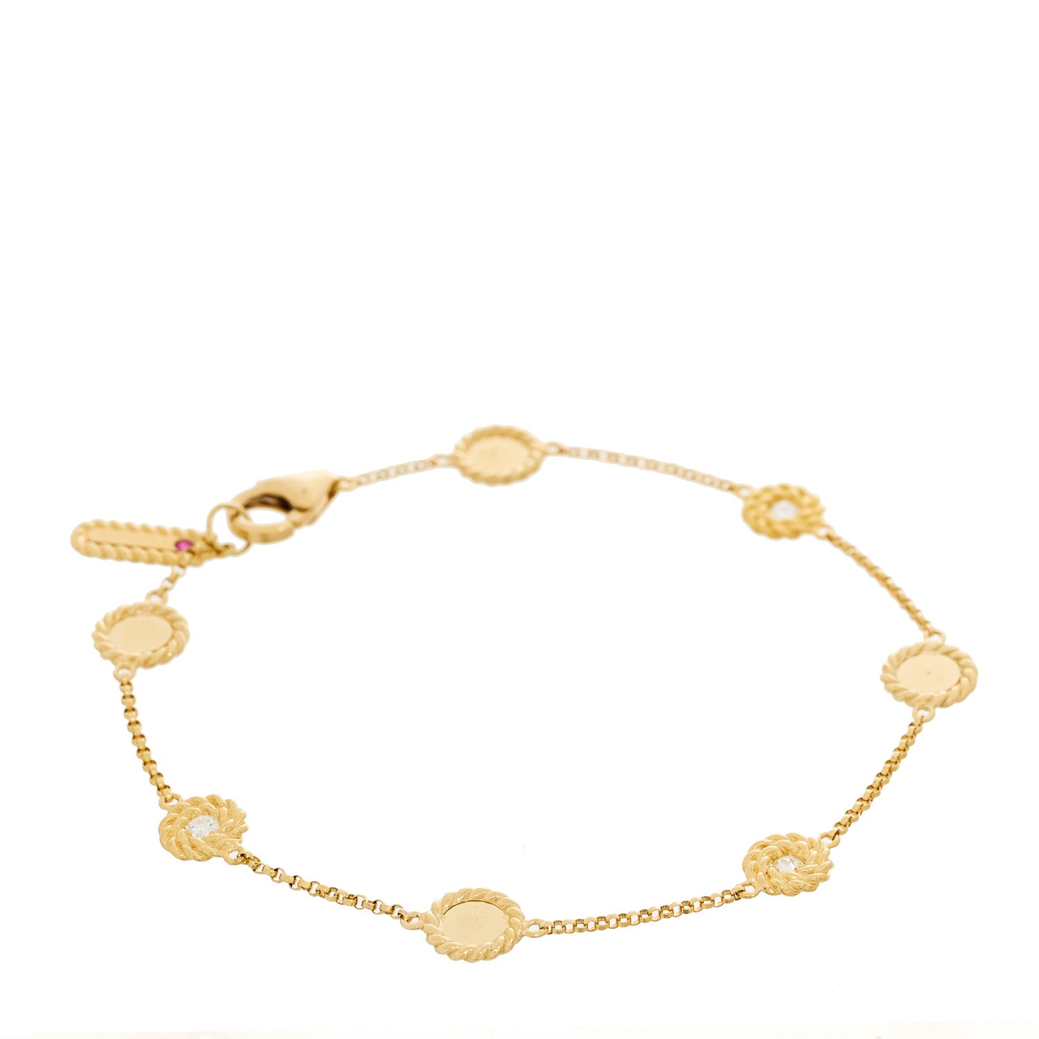 Roberto Coin 18K Yellow Gold Diamond Barooco Station Bracelet 1 of 3