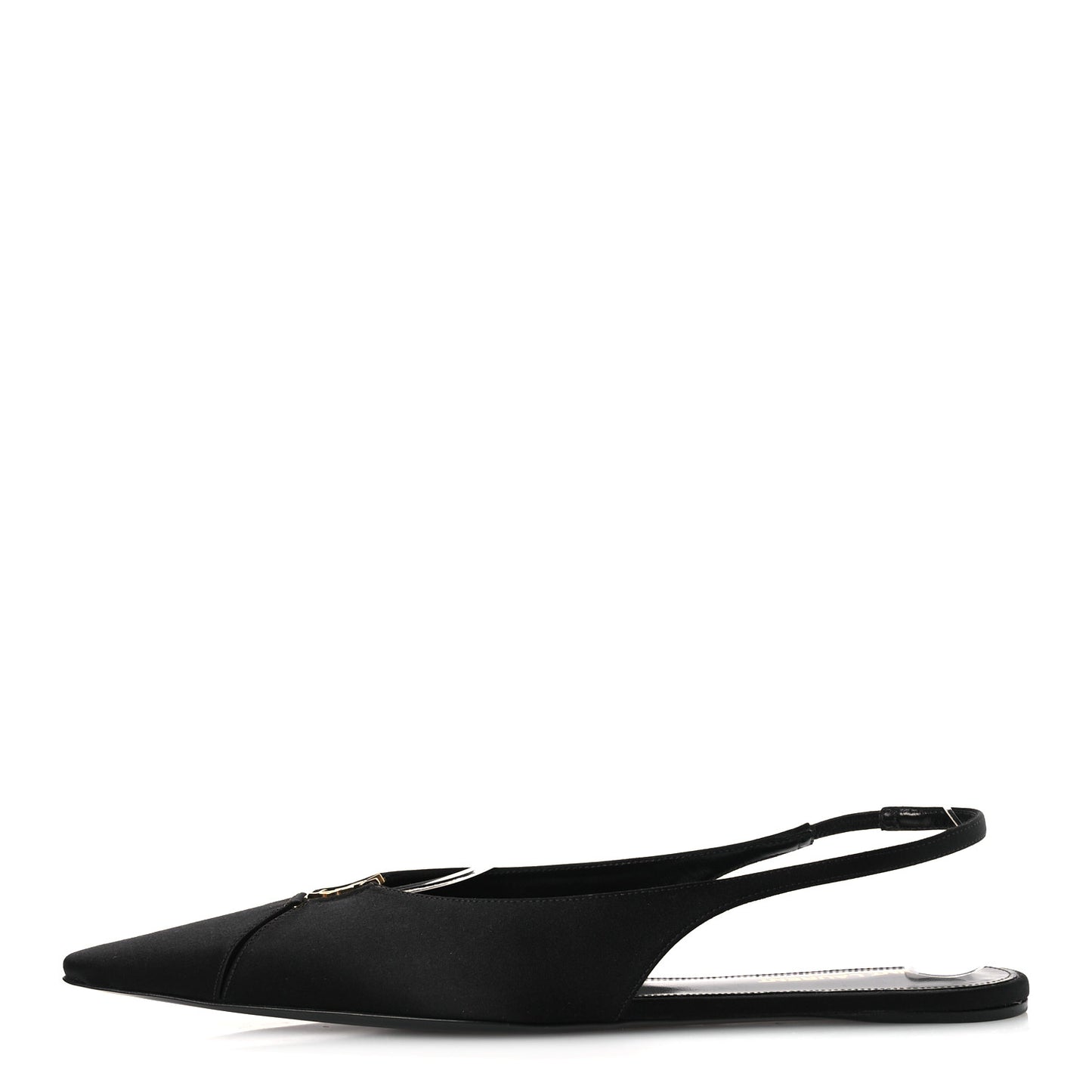 Satin Crepe Babylone Slingback Flats 39 Black