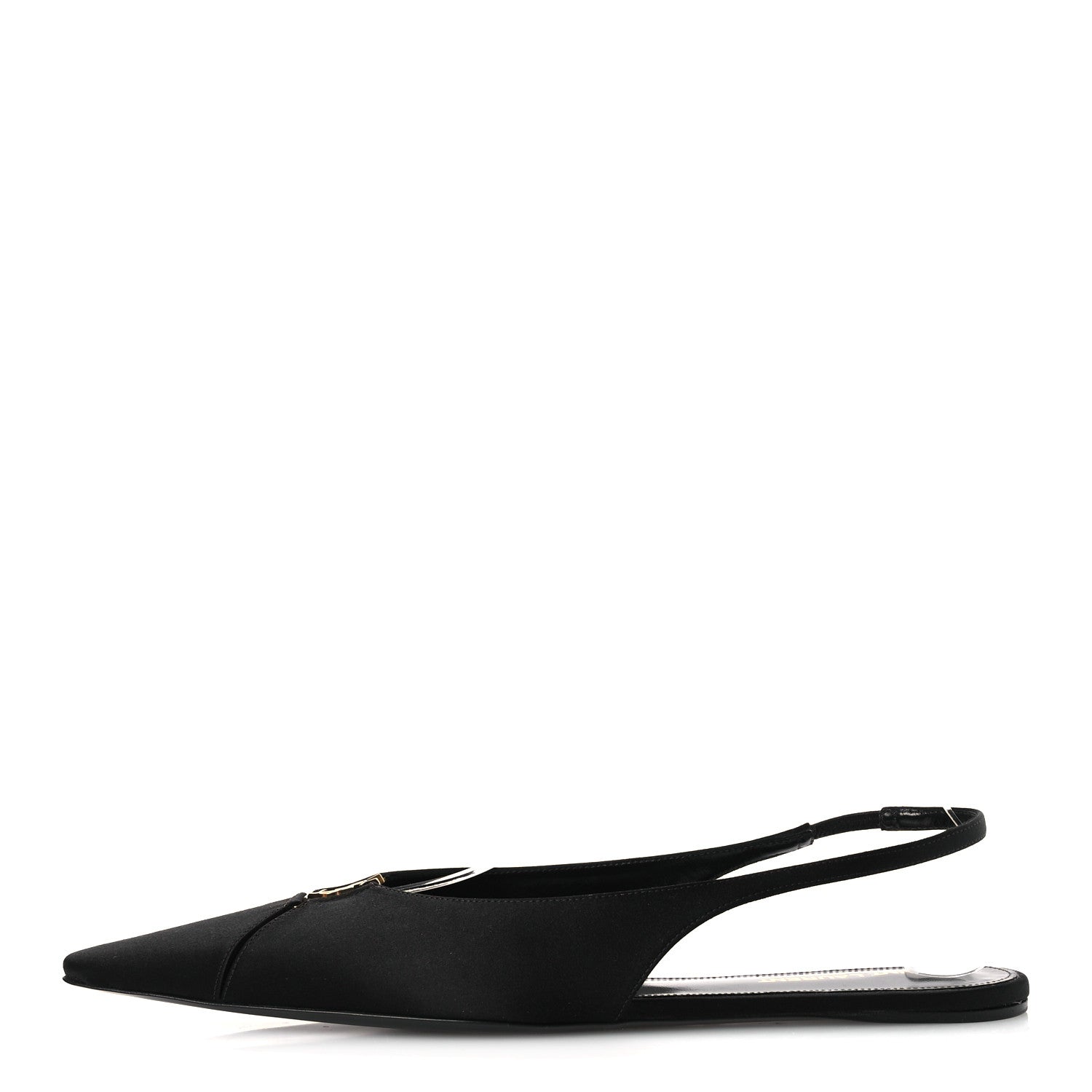 Saint Laurent Satin Crepe Babylone Slingback Flats 39 Black 1 of 12