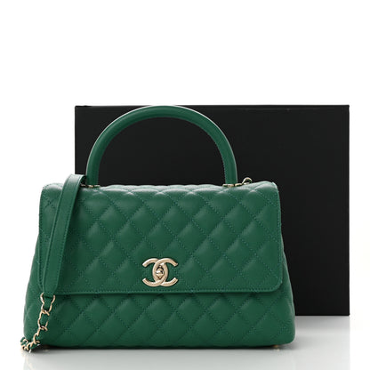 Chanel Caviar Quilted Small Coco Handle Flap Green 11 of 11