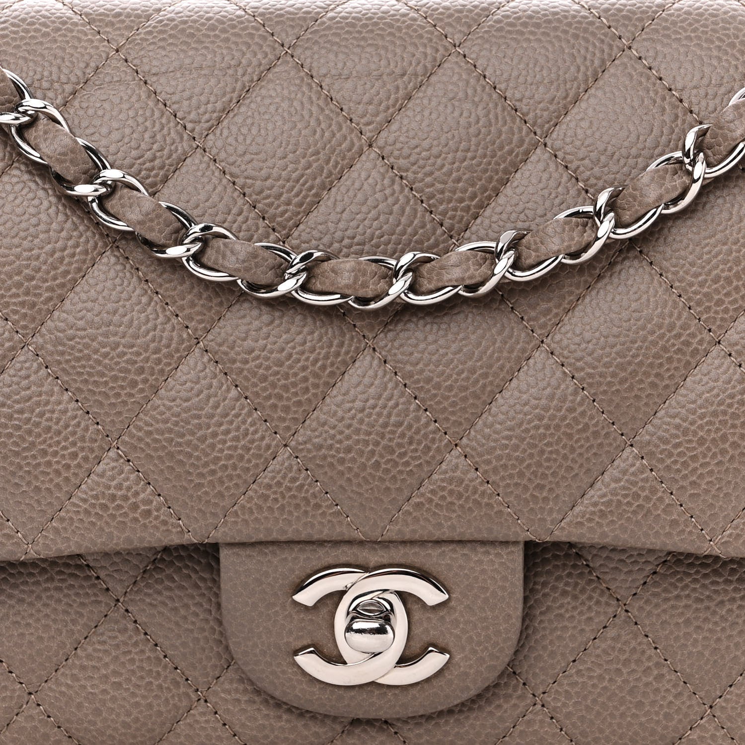 Chanel Caviar Quilted Medium Double Flap Grey 8 of 12