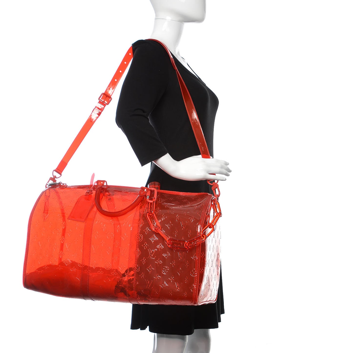 PVC Monogram Keepall Bandouliere 50 Grenadine Red