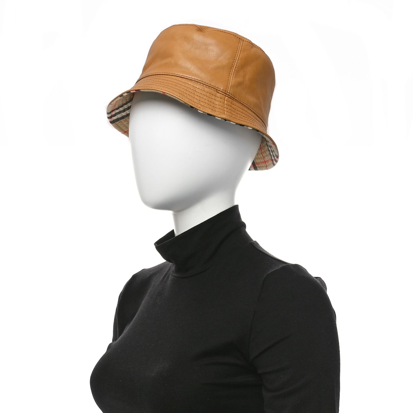 Calfskin Technical Cotton Vintage Check Bucket Hat Archive Beige