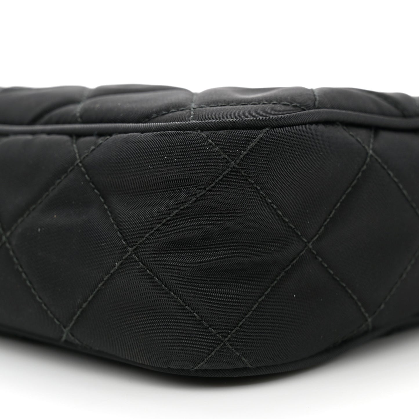 Nylon Tessuto Impuntu Quilted Bandoliera Crossbody Bag Black