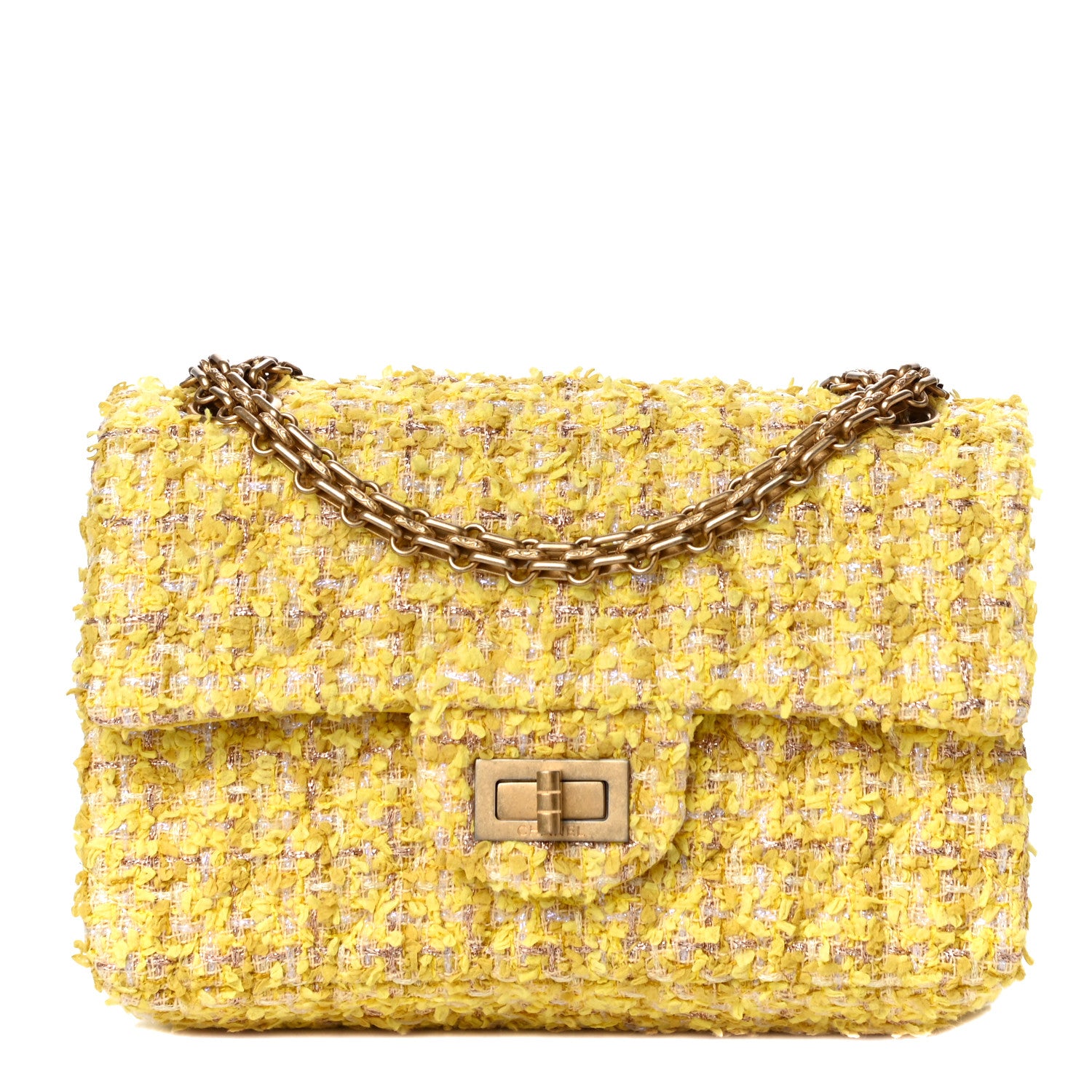 Chanel Tweed Quilted 2.55 Reissue Mini Flap Yellow 1 of 11