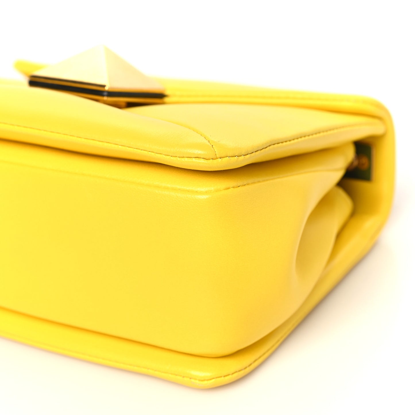 Nappa One Stud Chain Clutch Yellow