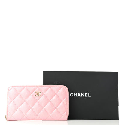 Chanel Iridescent Caviar Quilted Medium Zip Around Wallet Pink 9 of 9