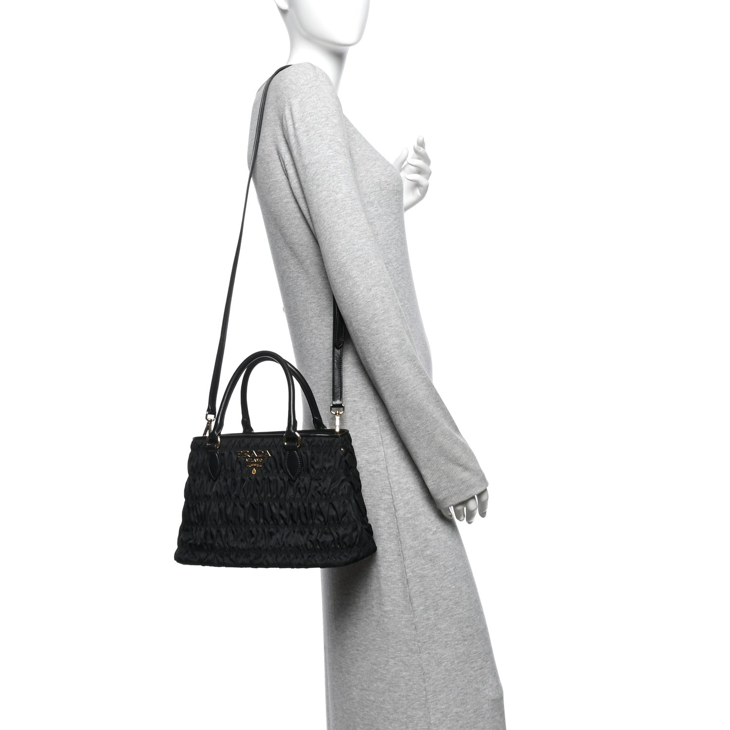 Tessuto Nylon Gaufre Small Tote Black