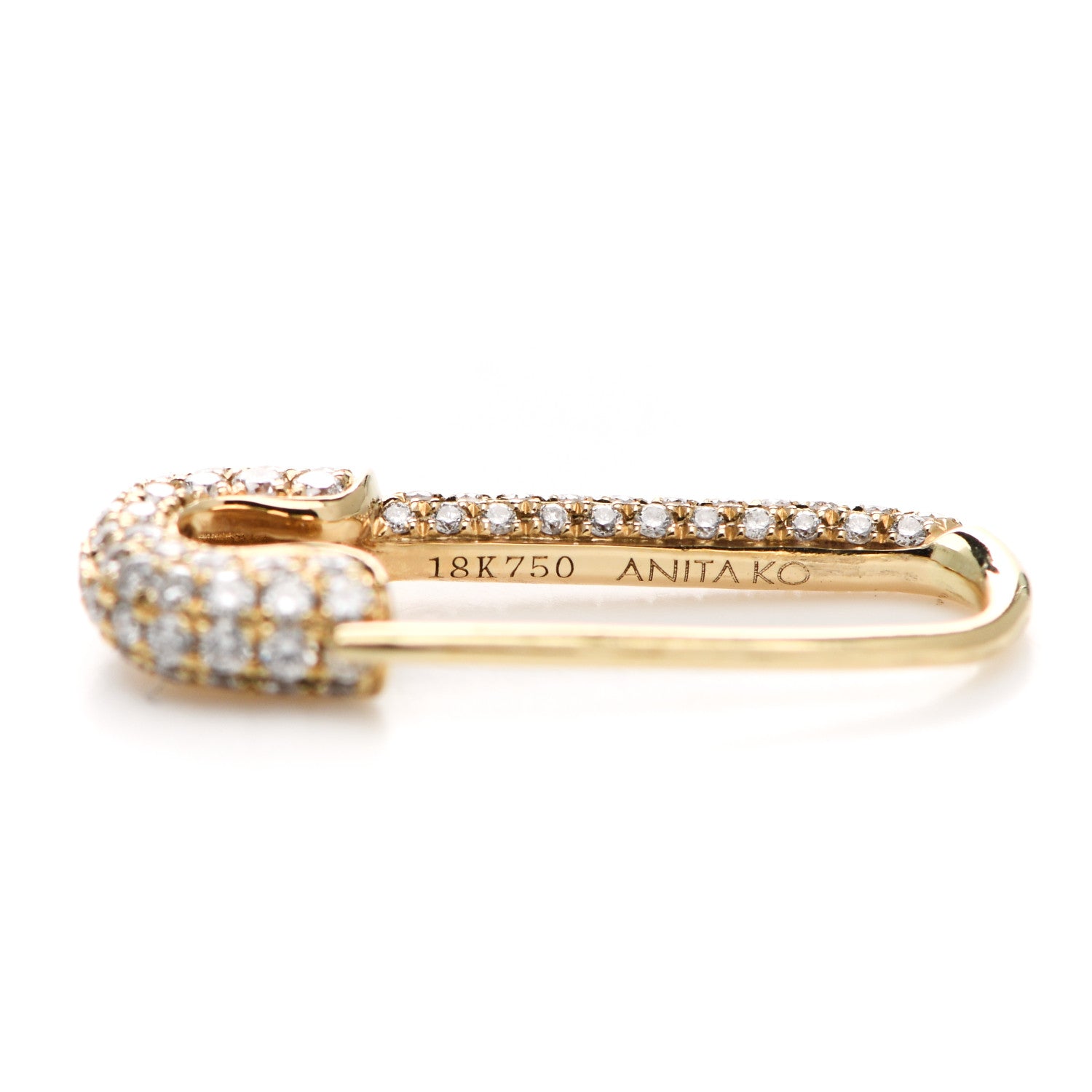 Anita Ko 18K Yellow Gold Diamond Mini Safety Pin Earring 3 of 4